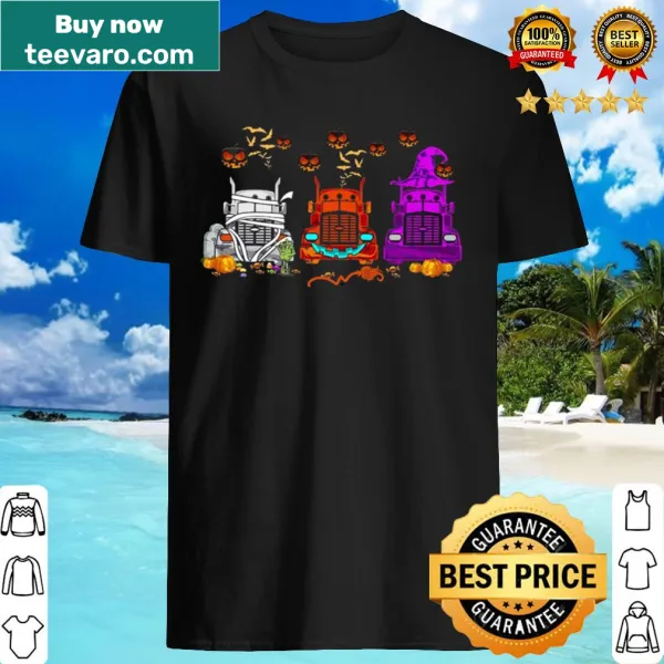 Halloween shirt with truck carrying a pumpkin graphic