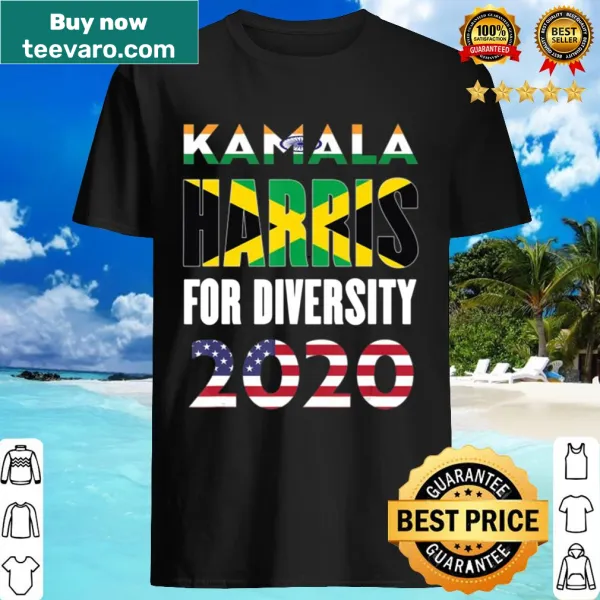 Diversity shirt featuring Kamala Harris and flags of India and Jamaica