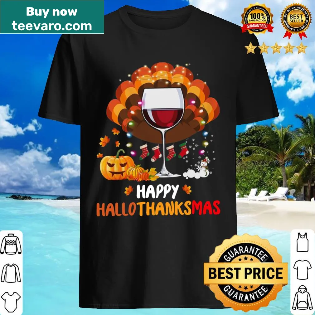 Funny shirt combining Halloween, Thanksgiving, and Christmas themes
