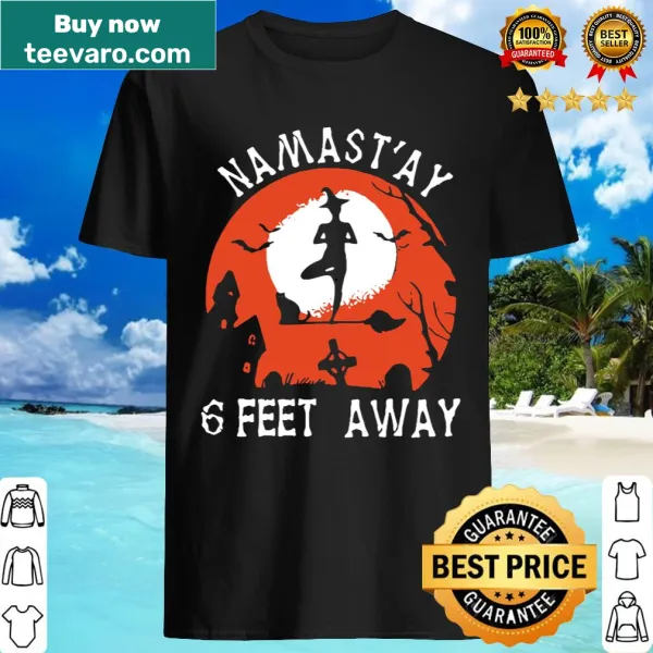Witch yoga T-shirt with humorous social distancing message