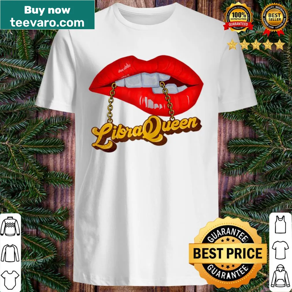 Zodiac-themed shirt for Libra women with red lips graphics — on a women's shirt
