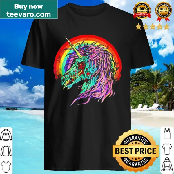 Whimsical zombie unicorn graphic for Halloween shirt