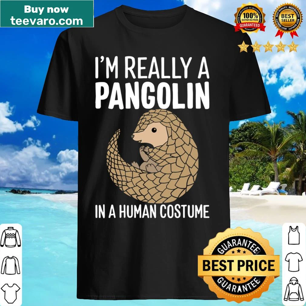 Funny Halloween shirt with a pangolin graphic and the phrase 'I'm Really A Pangolin In'