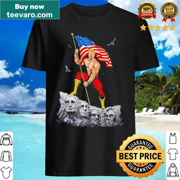Shirt featuring the American flag and Donald Trump on horseback