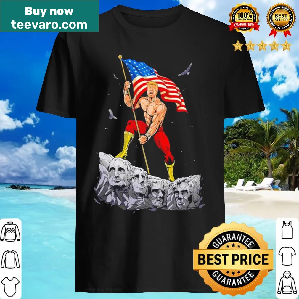 Shirt featuring the American flag and Donald Trump on horseback