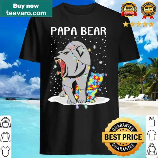 Christmas shirt for dads with 'Autism Papa Bear' text