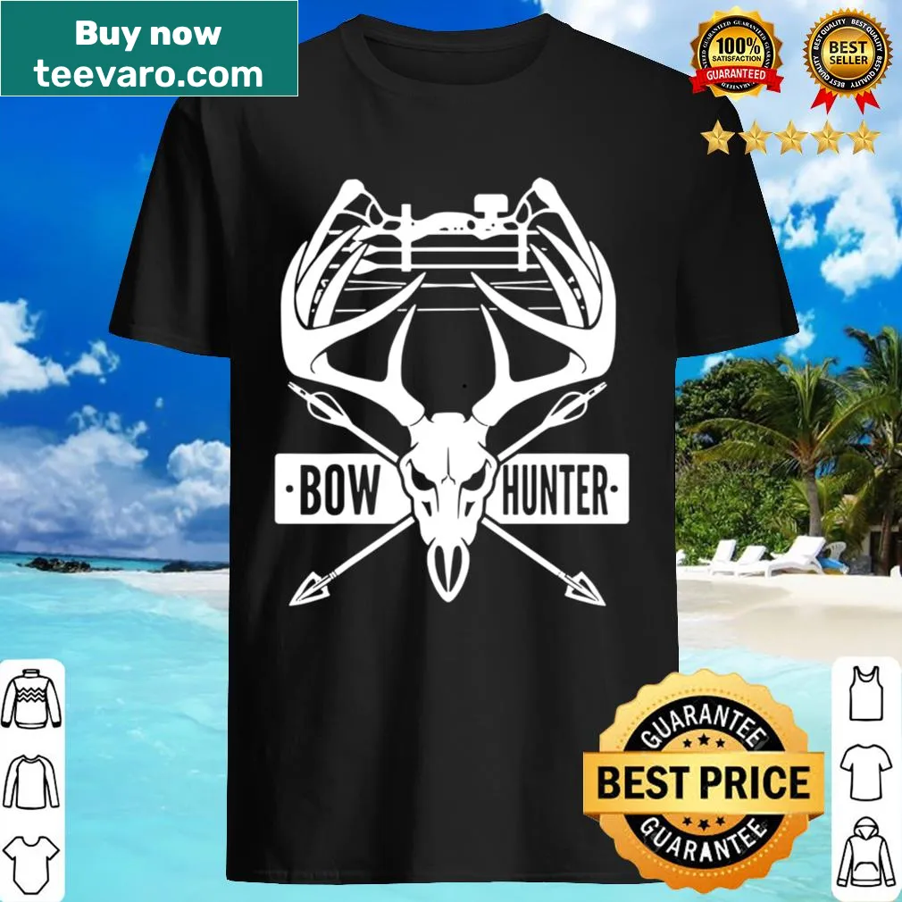 Vintage shirt featuring a deer skull and arrows design for bow hunting enthusiasts.