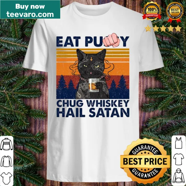 Edgy shirt with humorous text about cats and whiskey