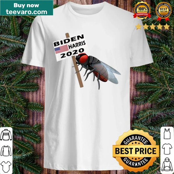 Graphic of a fly on Mike Pence's head for Biden Harris 2020.