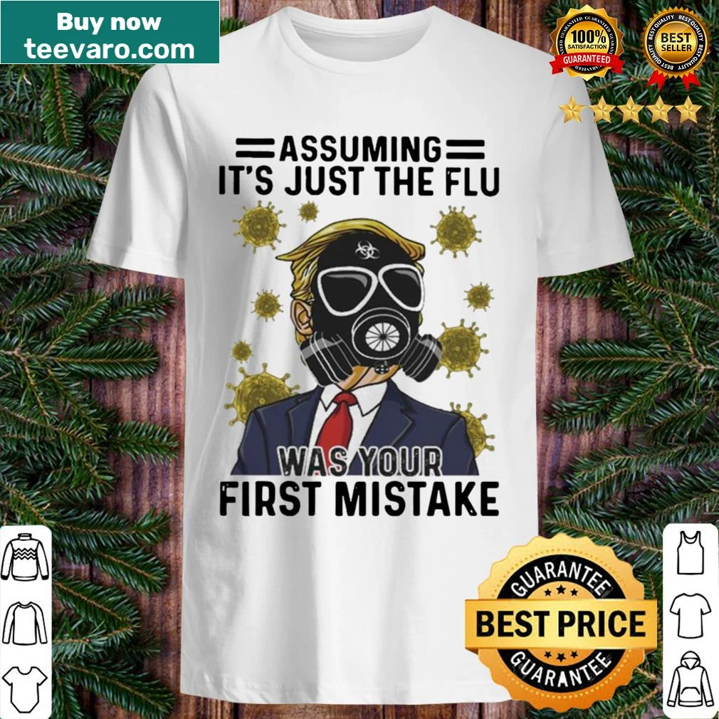 Edgy design featuring masked Donald Trump with a satirical phrase