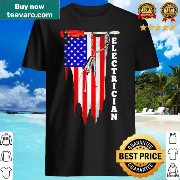 Shirt featuring 'Electrician' and American flag design
