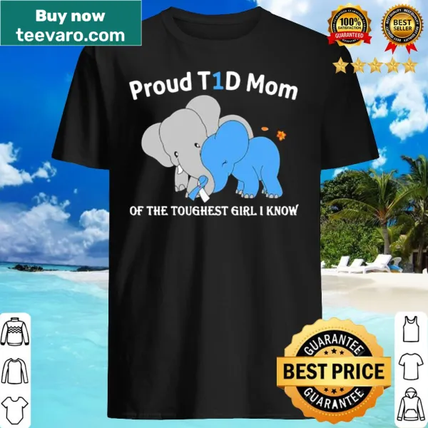 Shirt with 'Proud T1D Mom' and elephant illustration