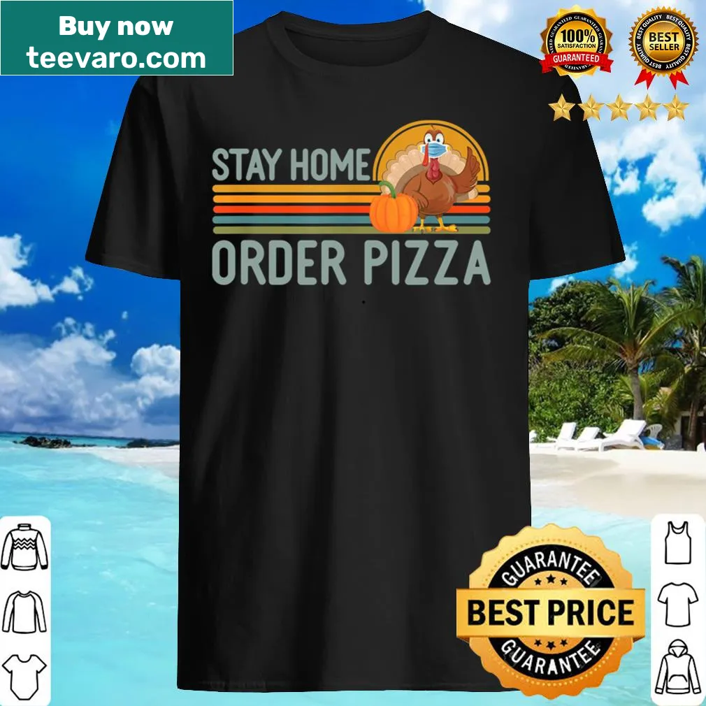 Funny Thanksgiving turkey graphic shirt with mask and pizza theme