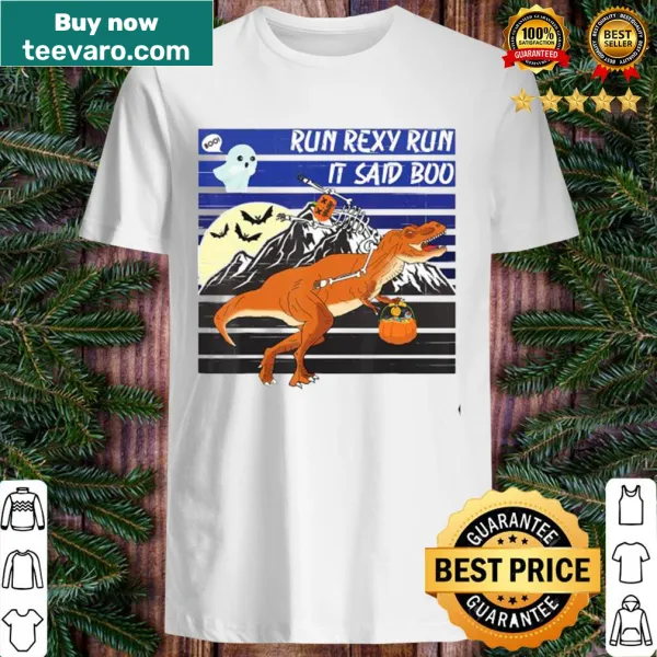 Cartoon skeleton riding a T-Rex for Halloween shirt