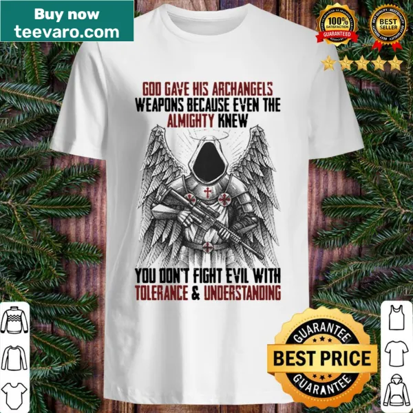 Inspirational shirt with the phrase about tolerance and understanding rooted in faith.