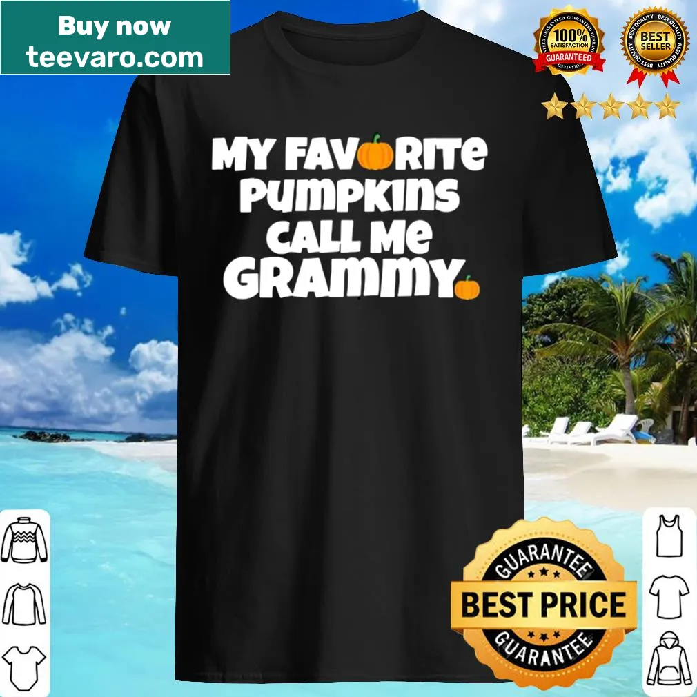 Text saying 'My Favorite Pumpkin Calls Me Grammy' on a Halloween shirt