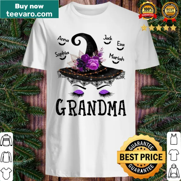Cute Halloween shirt with a witch hat and flower design for grandmas