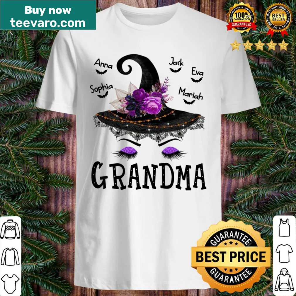 Cute Halloween shirt with a witch hat and flower design for grandmas