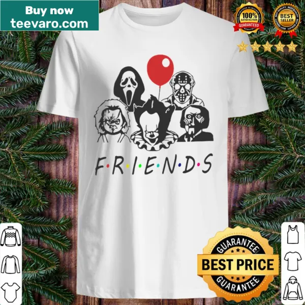 Illustration of horror characters as friends on T-shirt