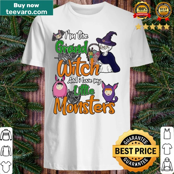 Playful Halloween design featuring a witch and monsters.