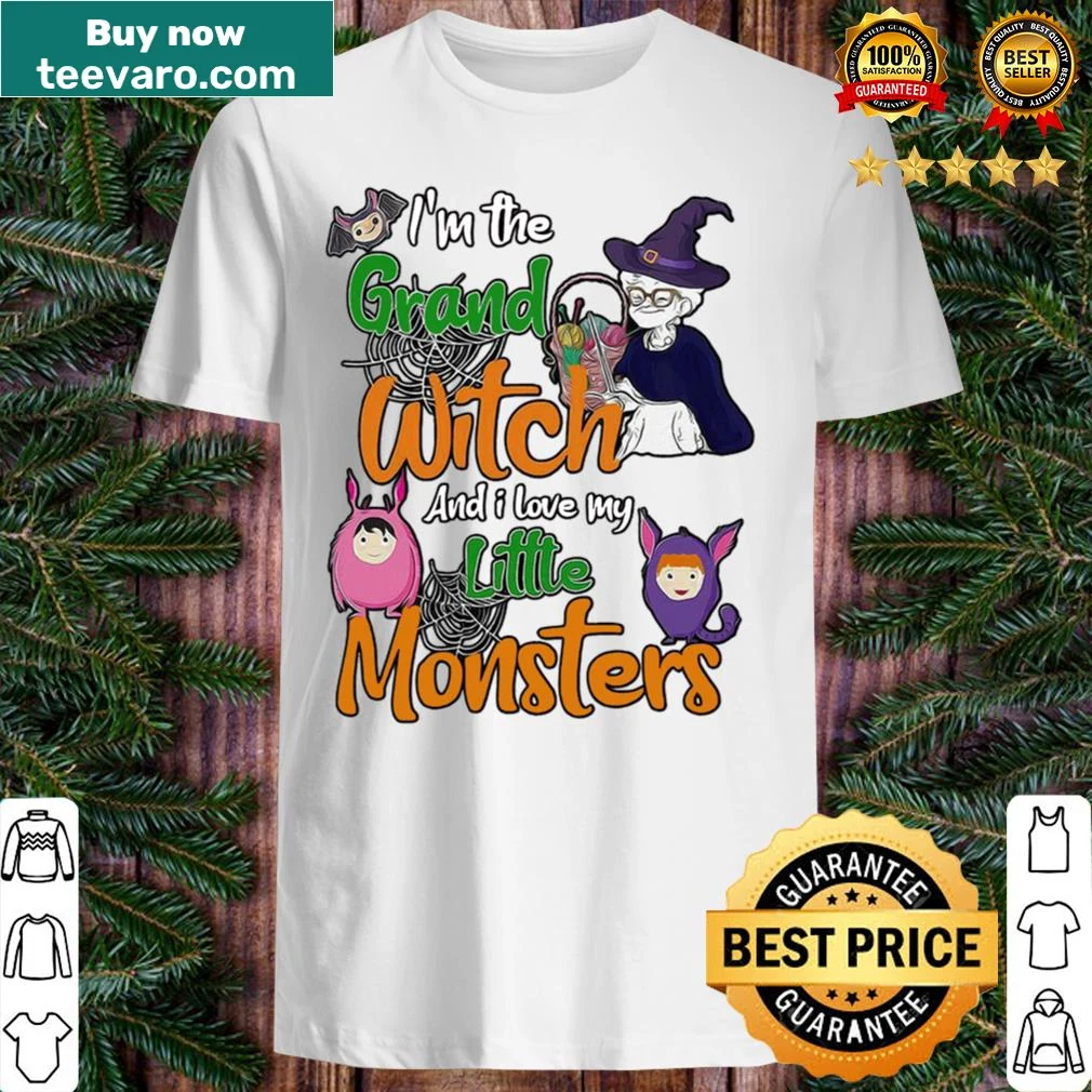 Playful Halloween design featuring a witch and monsters.