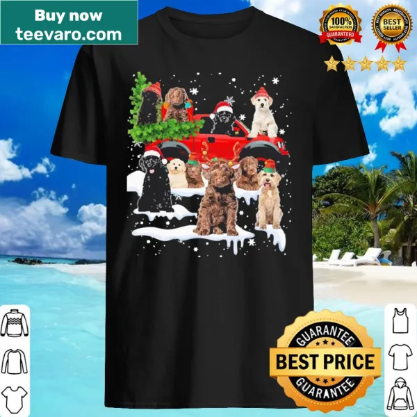 Christmas shirt featuring a Labradoodle dog in Santa costume