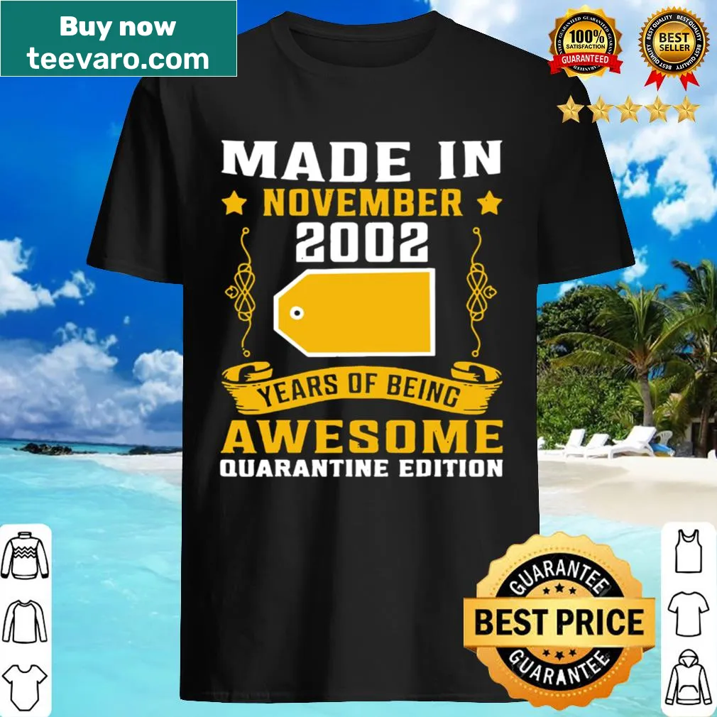 Birthday shirt with 'Made In November 2002' typography design