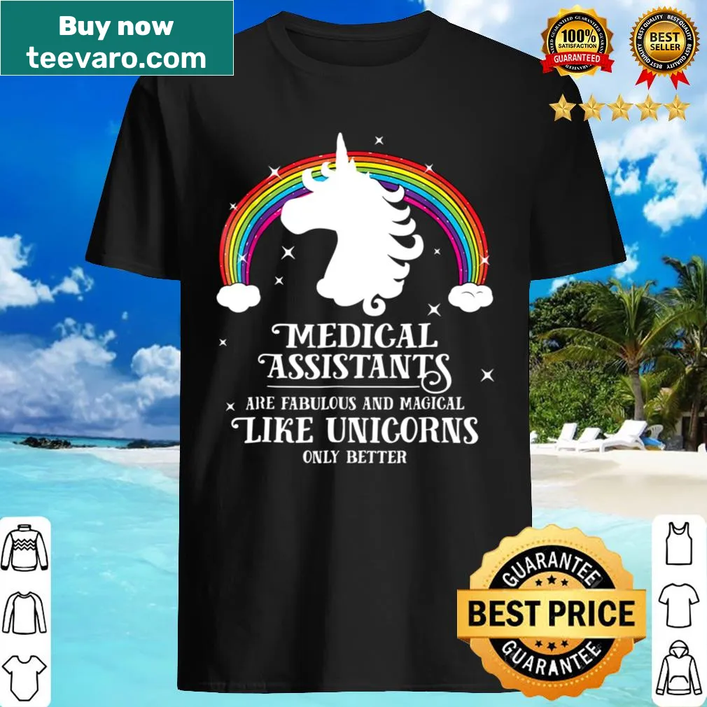 Magical unicorn illustration on shirt celebrating medical assistants
