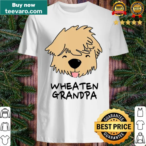 Illustration of a grandfather with a Soft Coated Wheaten Terrier on a shirt