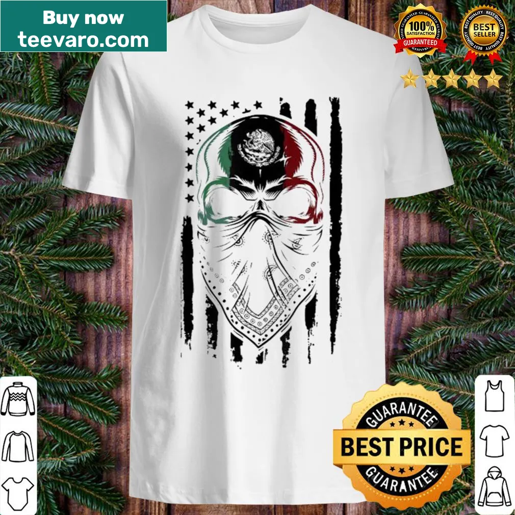 Skull graphic shirt celebrating Mexican American pride