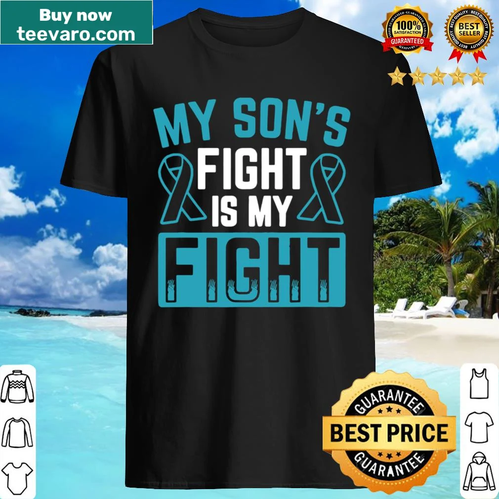 Sentimental shirt featuring a supportive message for moms with sons fighting cancer.
