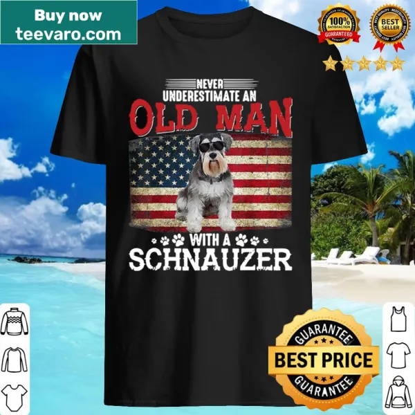 Schnauzer shirt with American flag and humorous quote
