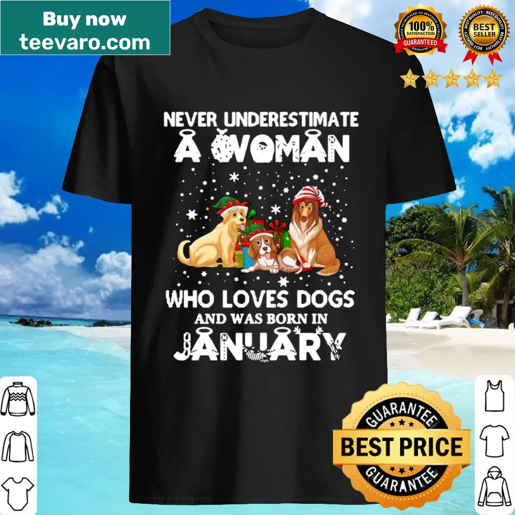 Typography shirt for January dog lovers with empowering message.