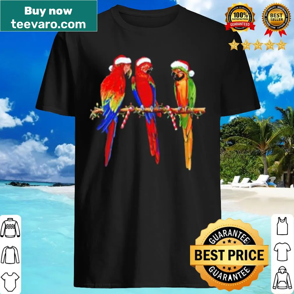 Christmas shirt featuring a cheerful parrot wishing Merry Christmas.