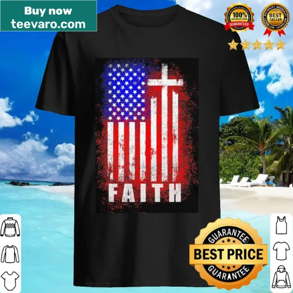 Shirt with cross and American flag symbolizing faith and patriotism