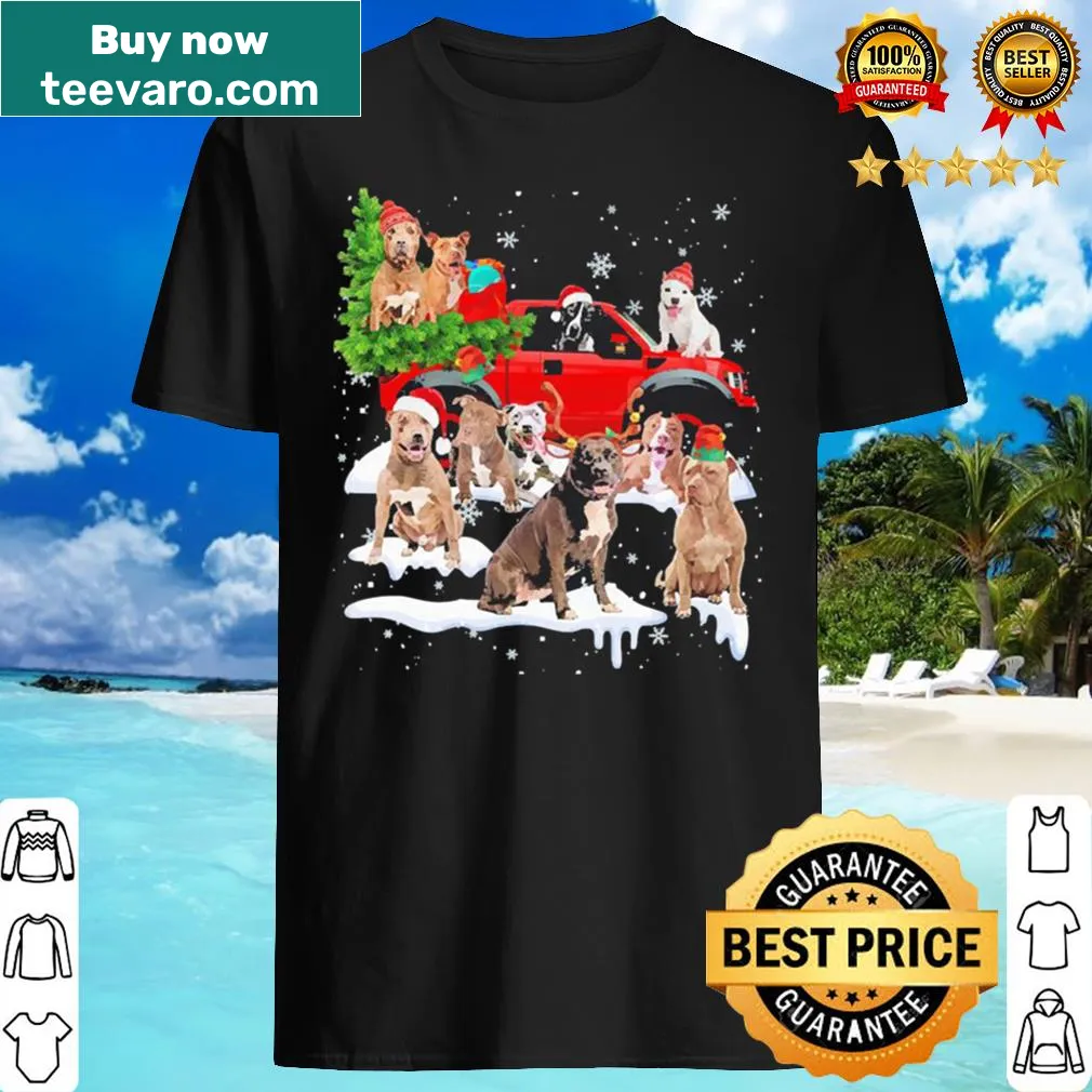 Pitbull with Santa design in Christmas theme
