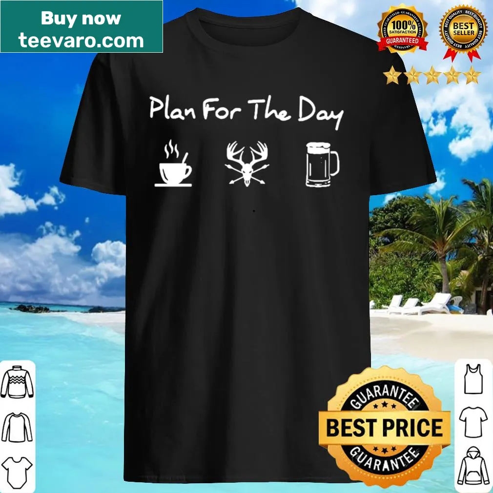 Fun graphic tee featuring coffee, reindeer, and beer for the holidays