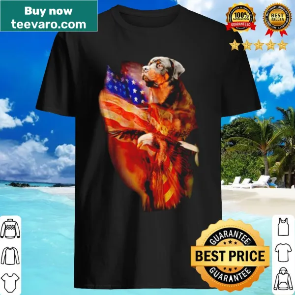 Eagle and Rottweiler graphic shirt celebrating American pride