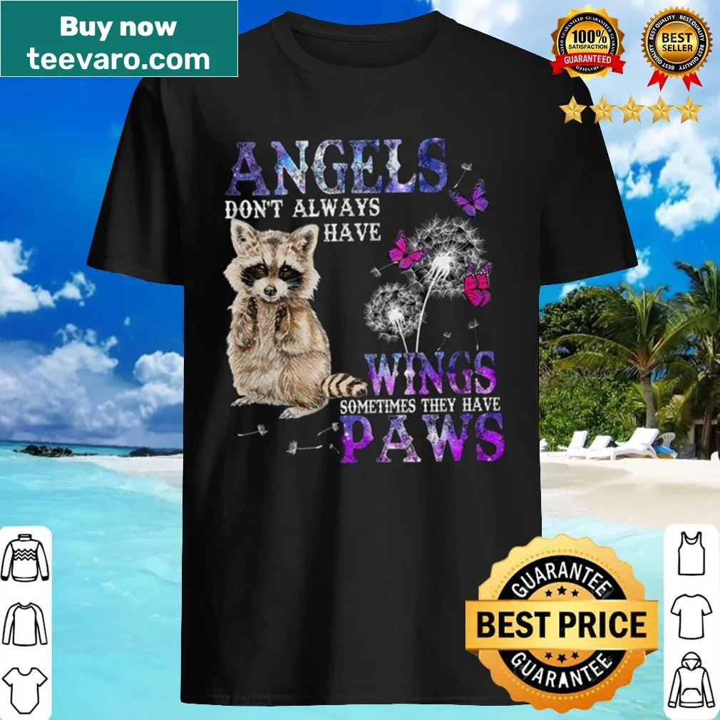 Cute raccoon with angel wings illustrated shirt