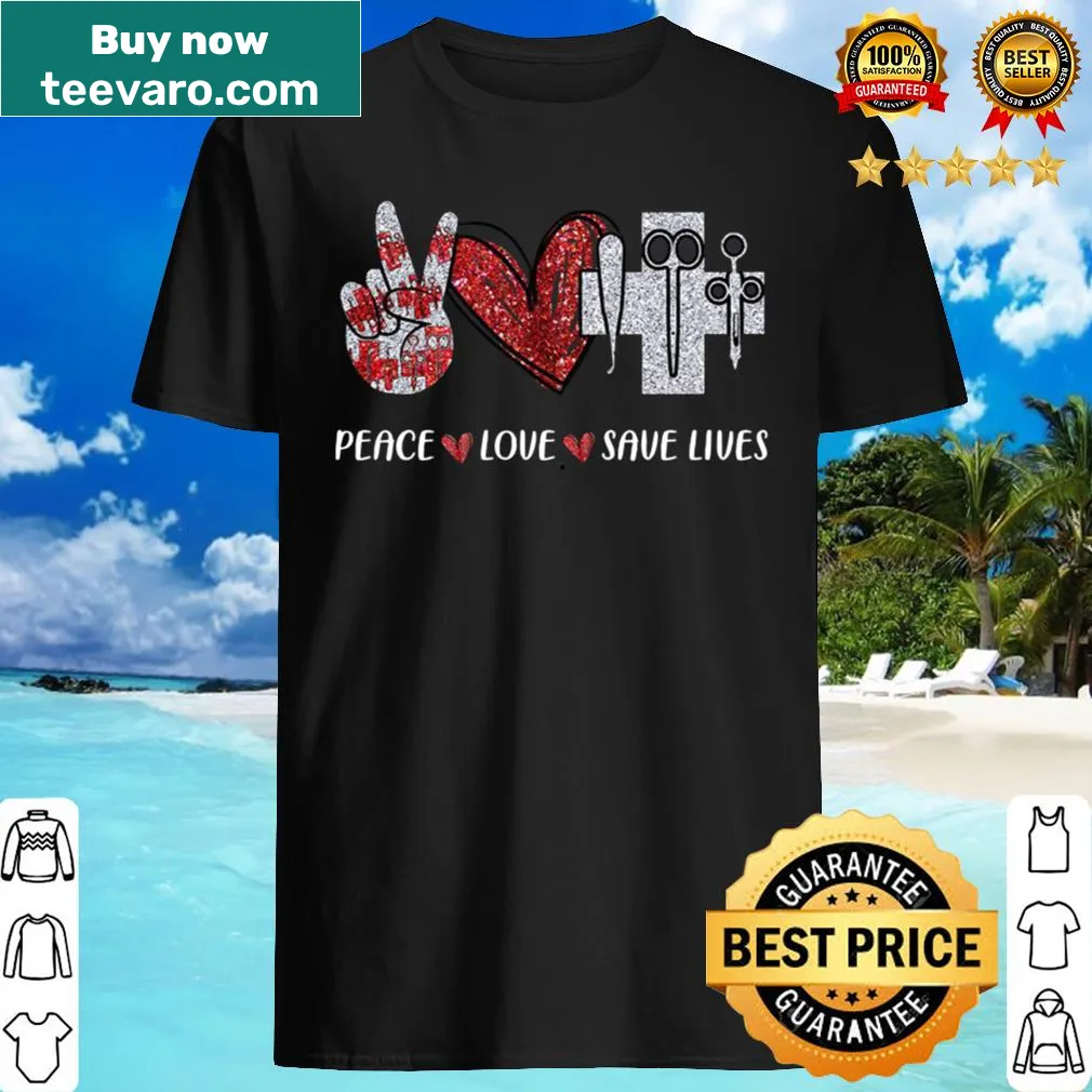Nurse shirt featuring hand sign for peace and love with heartfelt message
