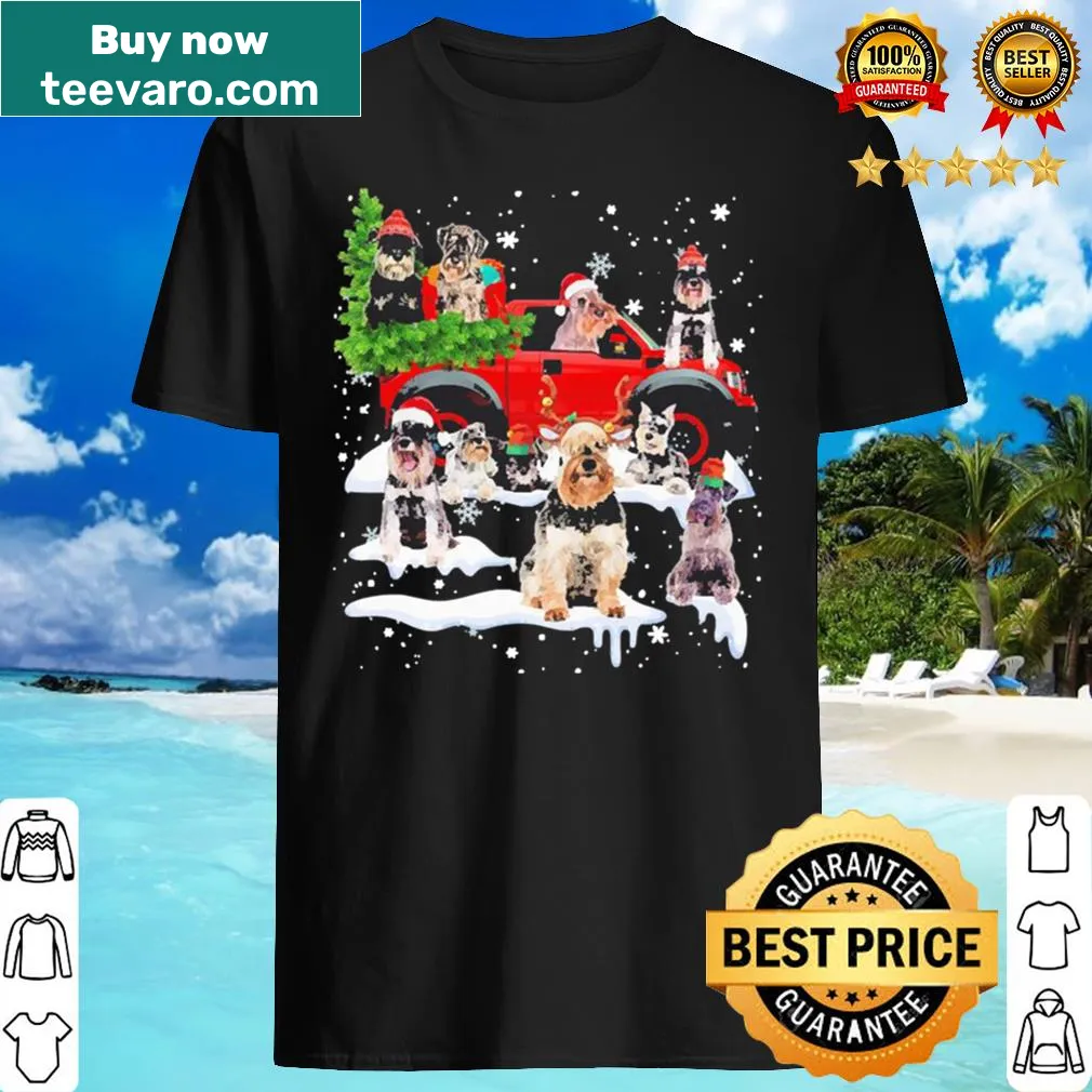 Schnauzer dog dressed as Santa for Christmas design