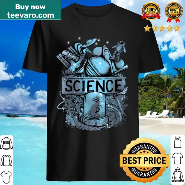 Vintage science-themed shirt with classic graphics
