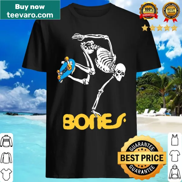 Illustrative t-shirt with cartoon skeletons skateboarding