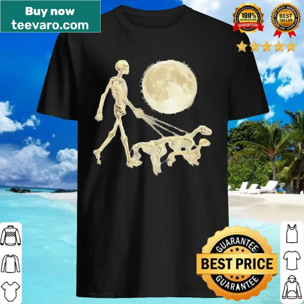 Dinosaur-themed Halloween shirt featuring skeleton design for fun celebrations.