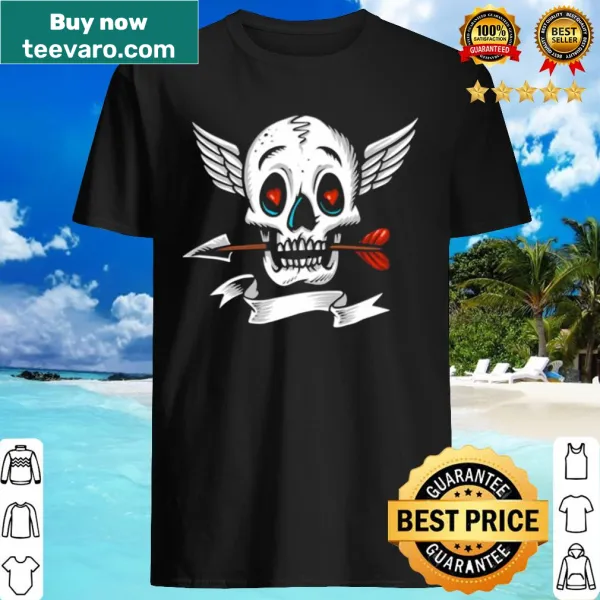 Dia De Los Muertos T-shirt with skull and heart design for heartfelt remembrance.