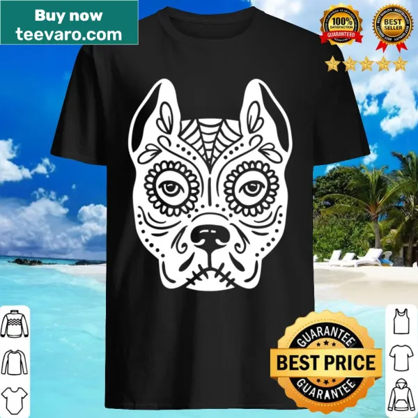 Sugar skull design featuring a pitbull for Day of The Dead theme