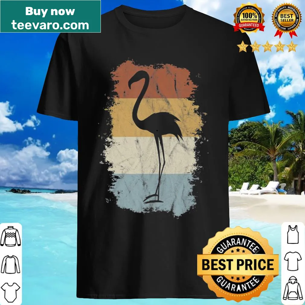 Retro flamingo silhouette design on a trendy vintage t-shirt