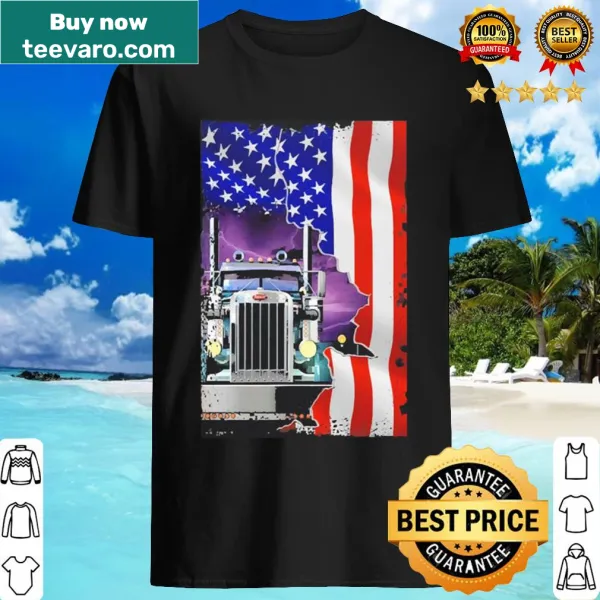 American Flag graphic on a trucker-themed shirt