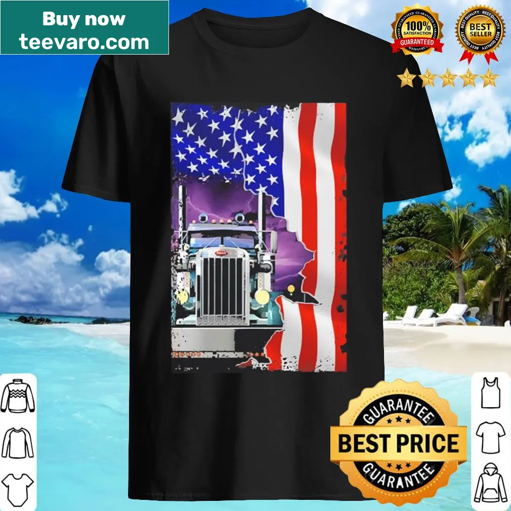 American Flag graphic on a trucker-themed shirt