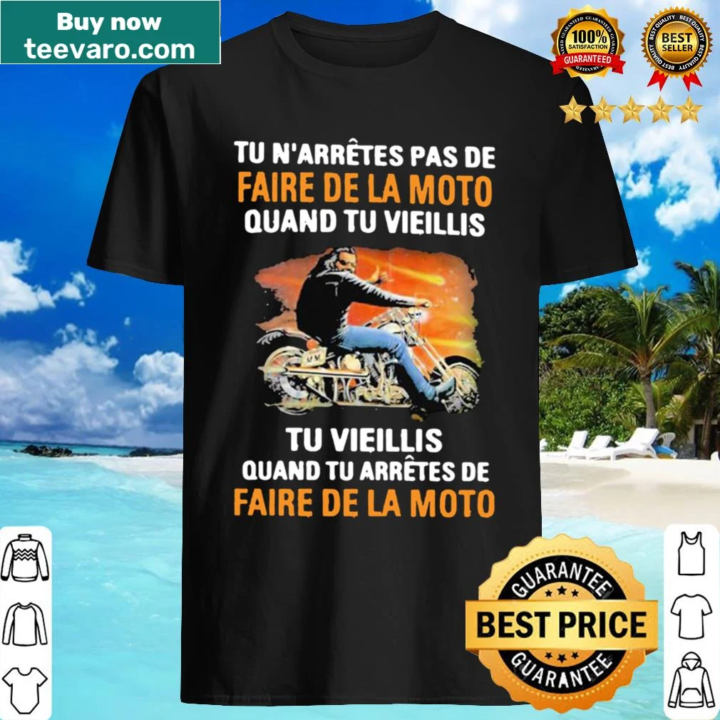 French saying about aging and motorcycle riding in stylish typography.